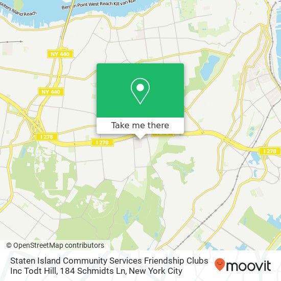 Mapa de Staten Island Community Services Friendship Clubs Inc Todt Hill, 184 Schmidts Ln