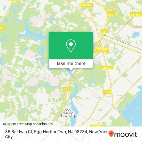 Mapa de 35 Baldwin Ct, Egg Harbor Twp, NJ 08234