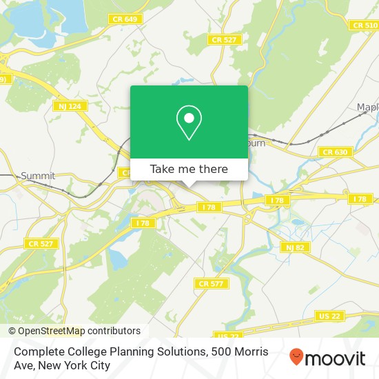 Mapa de Complete College Planning Solutions, 500 Morris Ave