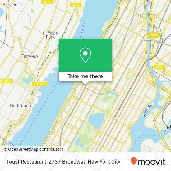 Toast Restaurant, 2737 Broadway map