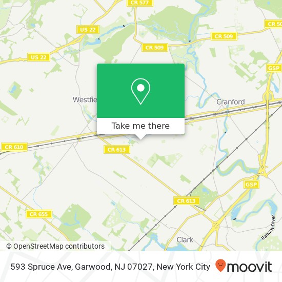 Mapa de 593 Spruce Ave, Garwood, NJ 07027