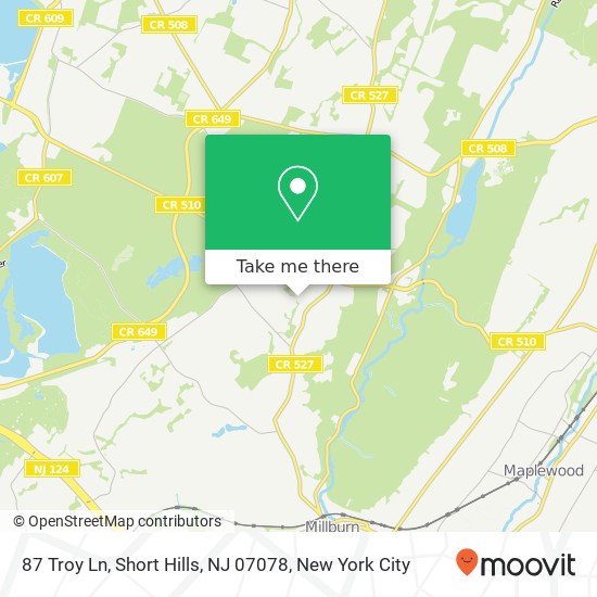 Mapa de 87 Troy Ln, Short Hills, NJ 07078
