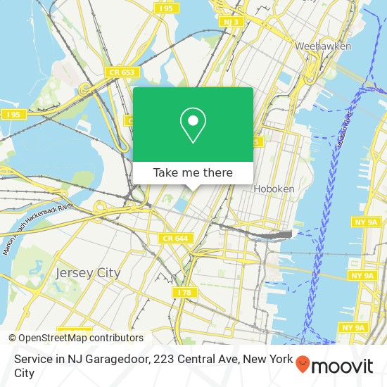 Service in NJ Garagedoor, 223 Central Ave map