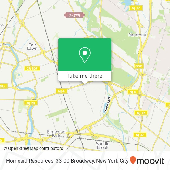 Mapa de Homeaid Resources, 33-00 Broadway