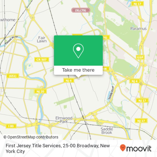 Mapa de First Jersey Title Services, 25-00 Broadway