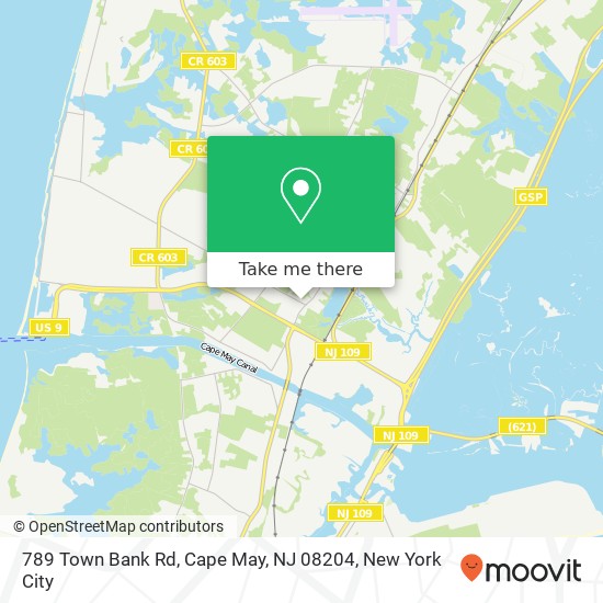 Mapa de 789 Town Bank Rd, Cape May, NJ 08204