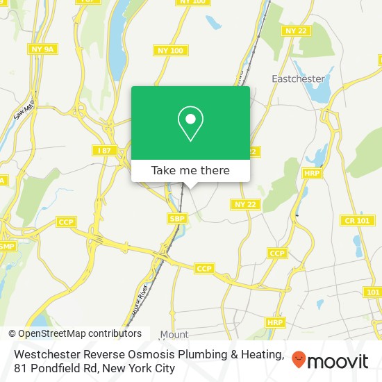 Mapa de Westchester Reverse Osmosis Plumbing & Heating, 81 Pondfield Rd