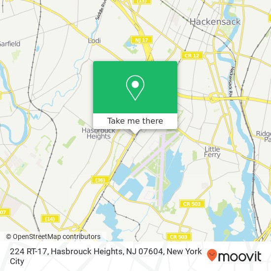 Mapa de 224 RT-17, Hasbrouck Heights, NJ 07604