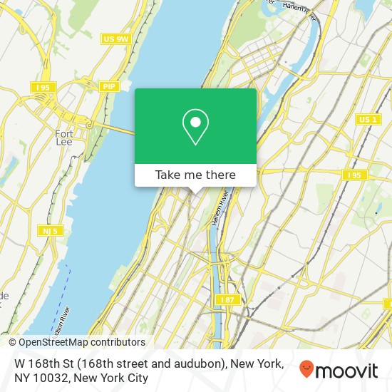 W 168th St (168th street and audubon), New York, NY 10032 map