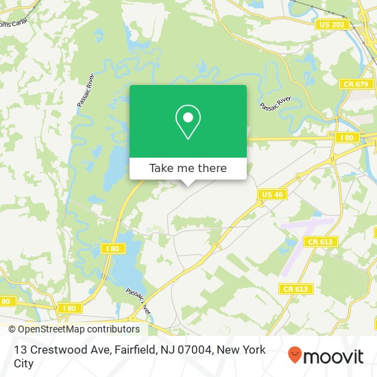 Mapa de 13 Crestwood Ave, Fairfield, NJ 07004