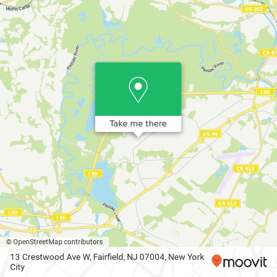 Mapa de 13 Crestwood Ave W, Fairfield, NJ 07004