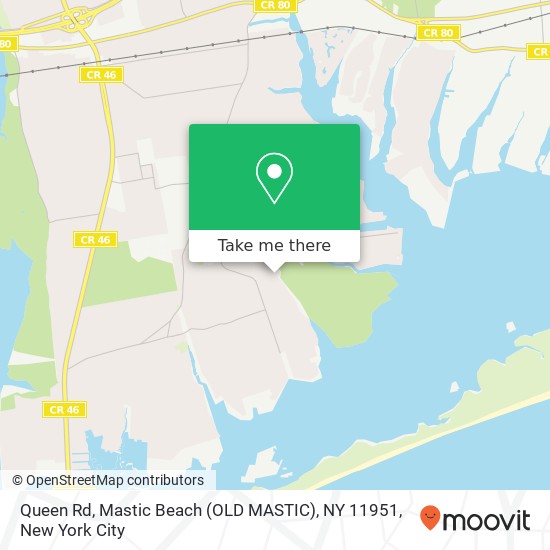 Mapa de Queen Rd, Mastic Beach (OLD MASTIC), NY 11951