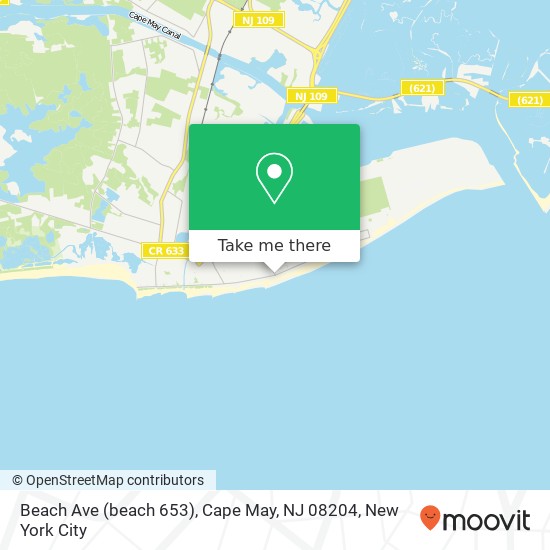 Mapa de Beach Ave (beach 653), Cape May, NJ 08204