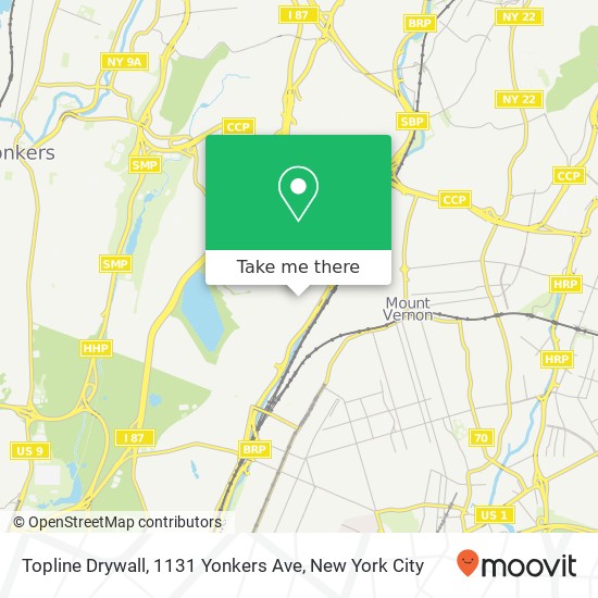 Mapa de Topline Drywall, 1131 Yonkers Ave