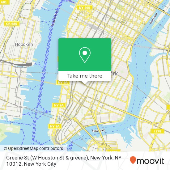 Mapa de Greene St (W Houston St & greene), New York, NY 10012