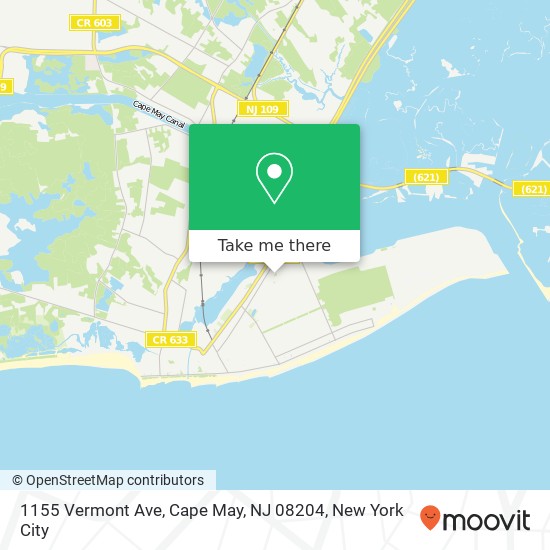 Mapa de 1155 Vermont Ave, Cape May, NJ 08204