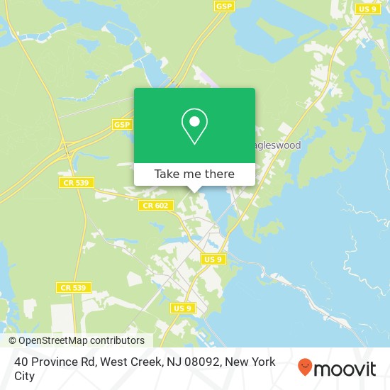 Mapa de 40 Province Rd, West Creek, NJ 08092