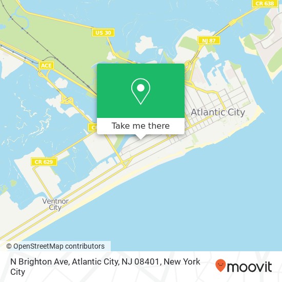 Mapa de N Brighton Ave, Atlantic City, NJ 08401