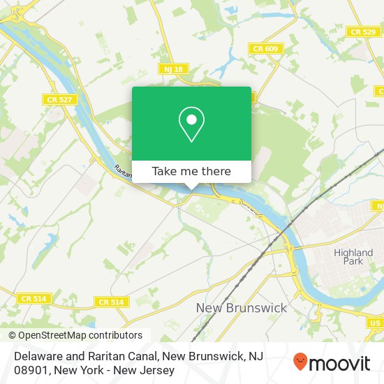 Mapa de Delaware and Raritan Canal, New Brunswick, NJ 08901
