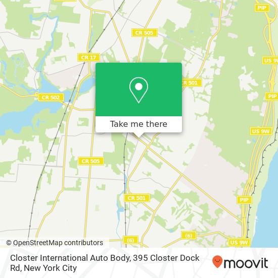 Mapa de Closter International Auto Body, 395 Closter Dock Rd