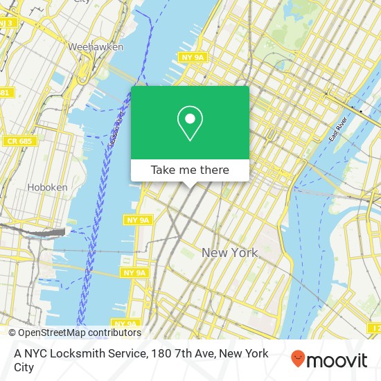 A NYC Locksmith Service, 180 7th Ave map