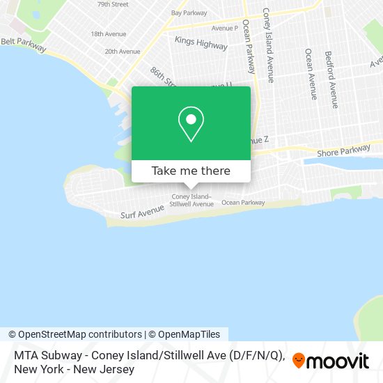 Mapa de MTA Subway - Coney Island / Stillwell Ave (D / F/N / Q)