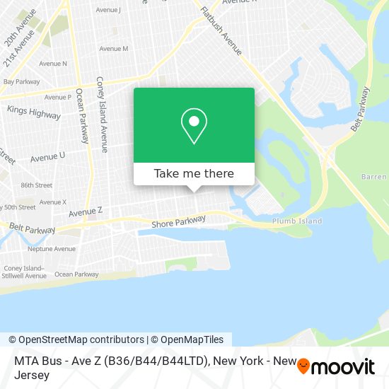 MTA Bus - Ave Z (B36 / B44 / B44LTD) map