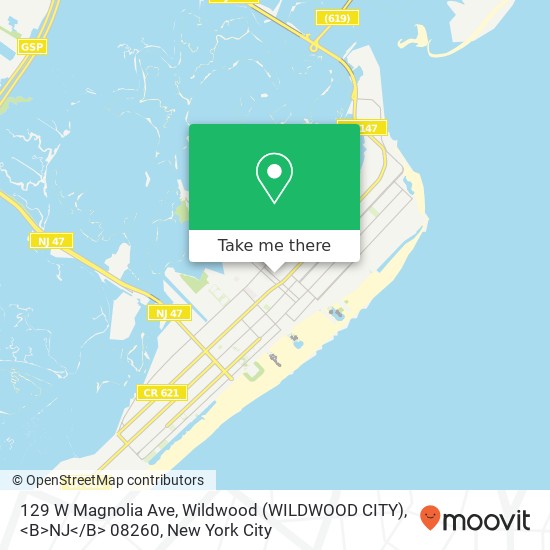 129 W Magnolia Ave, Wildwood (WILDWOOD CITY), <B>NJ< / B> 08260 map