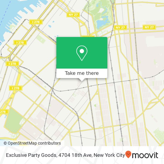Mapa de Exclusive Party Goods, 4704 18th Ave
