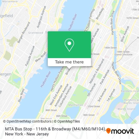 Mapa de MTA Bus Stop - 116th & Broadway (M4 / M60 / M104)