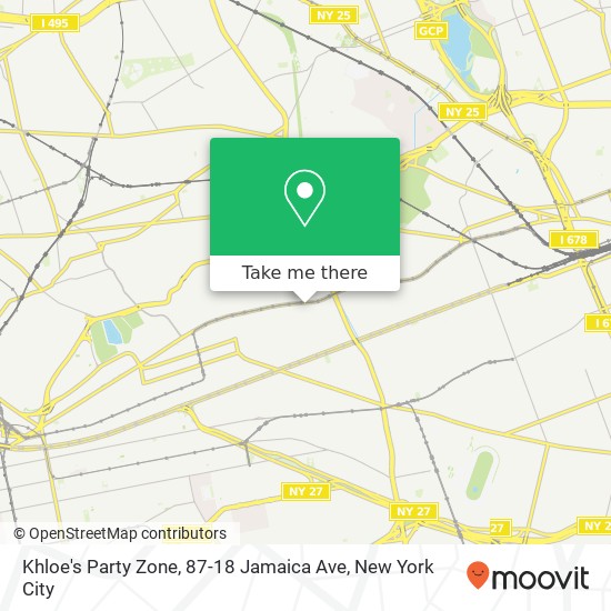 Mapa de Khloe's Party Zone, 87-18 Jamaica Ave