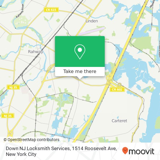 Mapa de Down NJ Locksmith Services, 1514 Roosevelt Ave