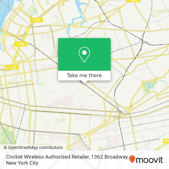 Mapa de Cricket Wireless Authorized Retailer, 1362 Broadway