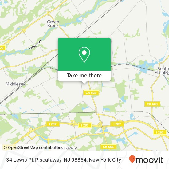 Mapa de 34 Lewis Pl, Piscataway, NJ 08854