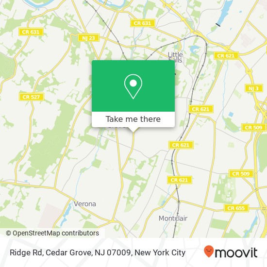 Mapa de Ridge Rd, Cedar Grove, NJ 07009