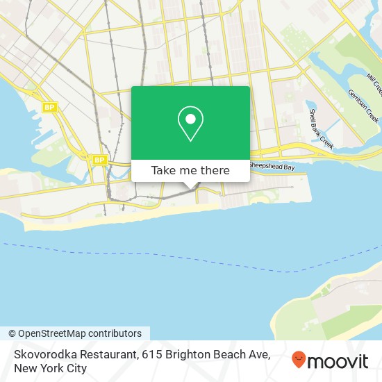 Mapa de Skovorodka Restaurant, 615 Brighton Beach Ave