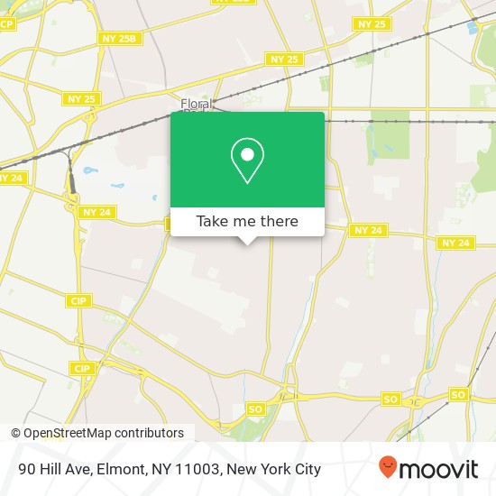 Mapa de 90 Hill Ave, Elmont, NY 11003