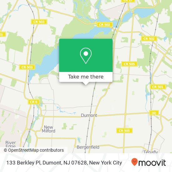 Mapa de 133 Berkley Pl, Dumont, NJ 07628