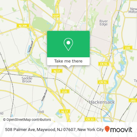 Mapa de 508 Palmer Ave, Maywood, NJ 07607