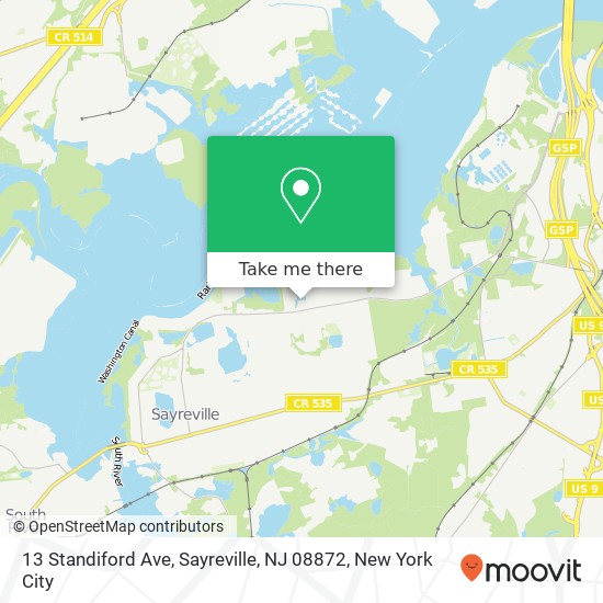 Mapa de 13 Standiford Ave, Sayreville, NJ 08872