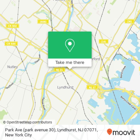 Mapa de Park Ave (park avenue 30), Lyndhurst, NJ 07071