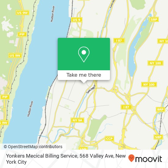 Yonkers Mecical Billing Service, 568 Valley Ave map