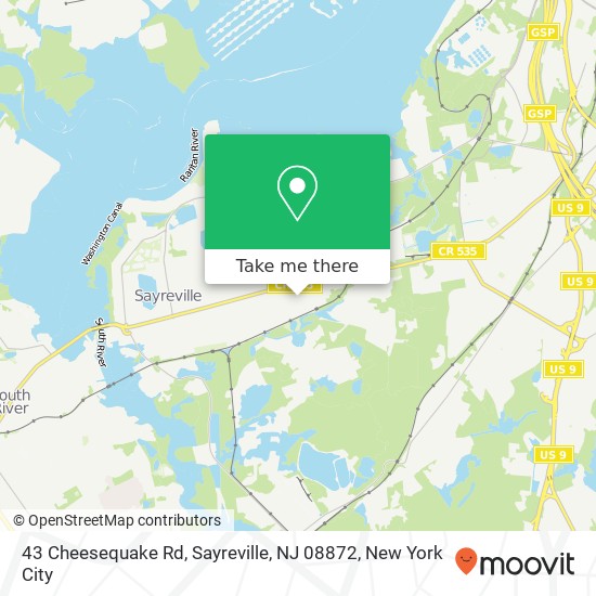 Mapa de 43 Cheesequake Rd, Sayreville, NJ 08872