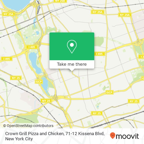 Mapa de Crown Grill Pizza and Chicken, 71-12 Kissena Blvd
