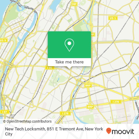 Mapa de New Tech Locksmith, 851 E Tremont Ave