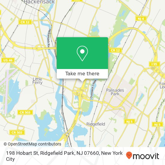 Mapa de 198 Hobart St, Ridgefield Park, NJ 07660