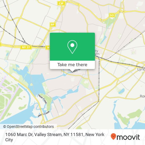 Mapa de 1060 Marc Dr, Valley Stream, NY 11581