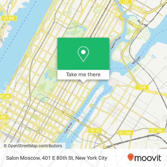 Mapa de Salon Moscow, 401 E 80th St