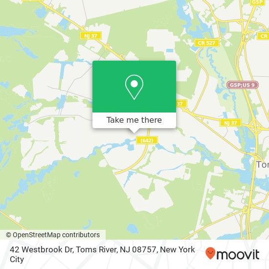 Mapa de 42 Westbrook Dr, Toms River, NJ 08757