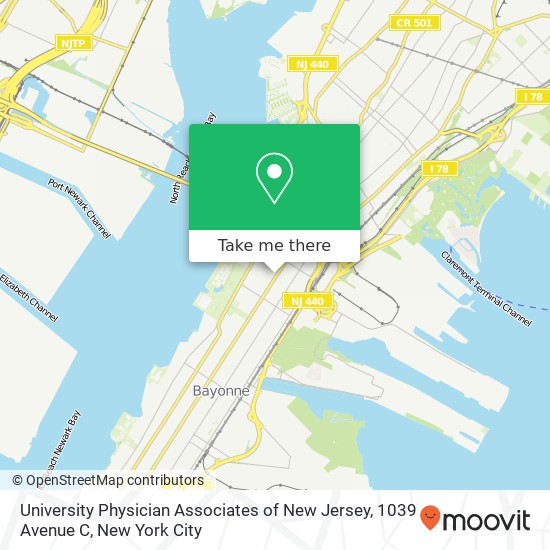 Mapa de University Physician Associates of New Jersey, 1039 Avenue C